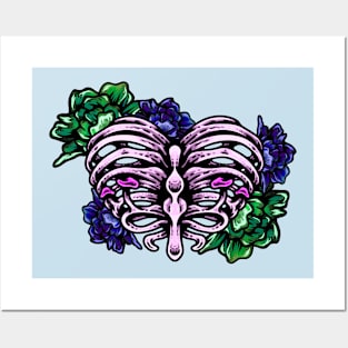 Rose Ribs (Green & Purple Roses) Posters and Art